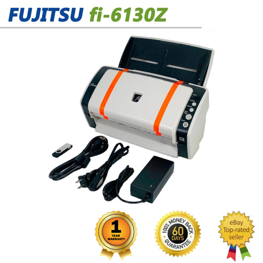 Fujitsu FI-6130Z Scanner – Complete Set (Adapter + USB + Drivers) with 1-Year Warranty ✅