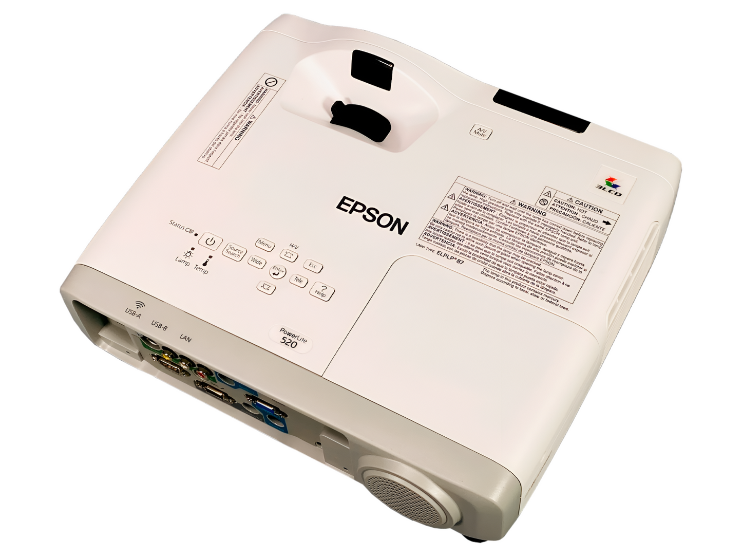 Epson PowerLite 520 3LCD Projector Short-Throw 2700 Lumens with Accessories Bundle