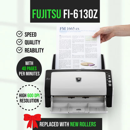 Fujitsu FI-6130Z Duplex Color USB Document Scanner – Legal Paper Size w/ Bundle ✅