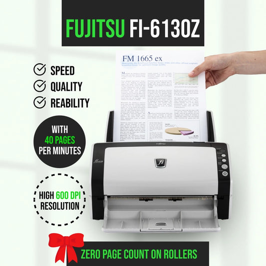 Fujitsu FI-6130Z ADF Duplex Color Scanner – USB, New Rollers, Trays, Adapter