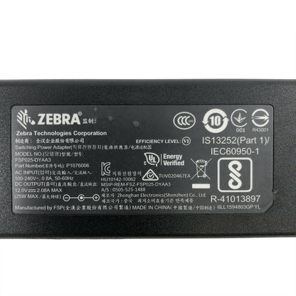 Zebra FSP025-DYAA3 AC Power Supply 25W For QLn220 QLn320 QLn420 Printers W/P.Cord Genuine