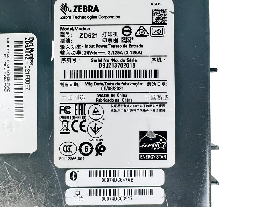 Zebra ZD621 Direct Thermal Label Printer Cutter USB LAN BT 🔥 Expertly Serviced