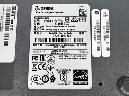 Zebra ZD621 Thermal Transfer Label Printer 300dpi USB LAN Bluetooth 1YR WARRANTY