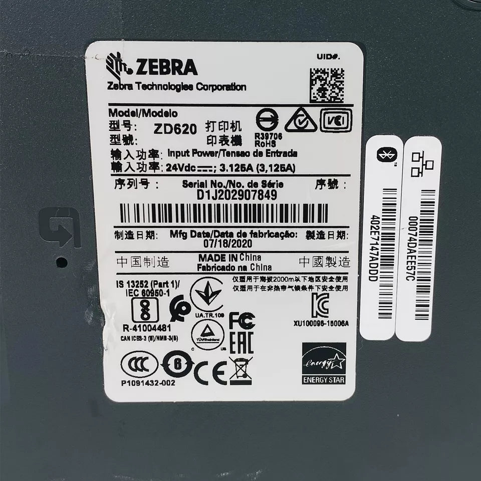 Zebra ZD620 (Earlier Model Than ZD621) Direct & Thermal Transfer Label Printer