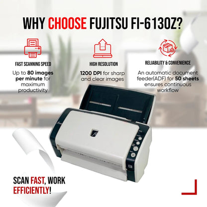 Fujitsu FI-6130Z Duplex Sheetfed Document Color Scanner PA03630-B055 w/Bundle