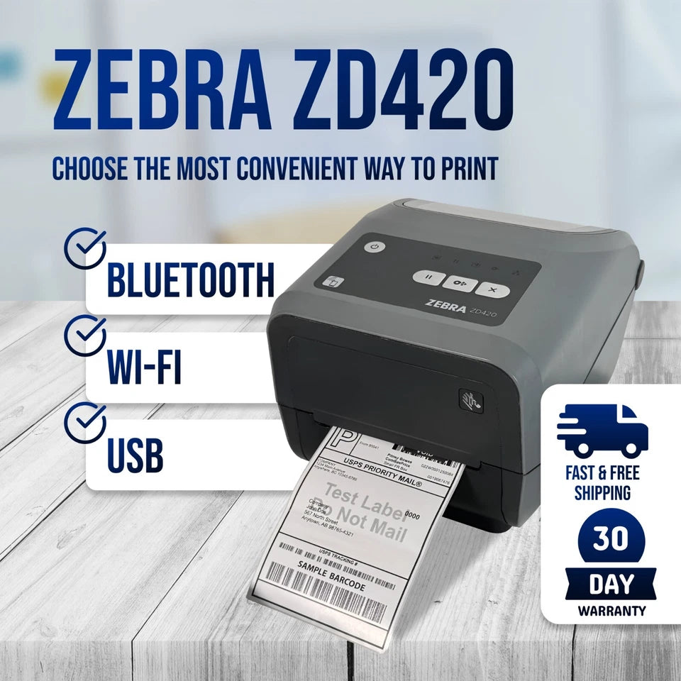 Zebra ZD420 (Earlier Model Than ZD421) Direct & Thermal Label Printer BT WiFi