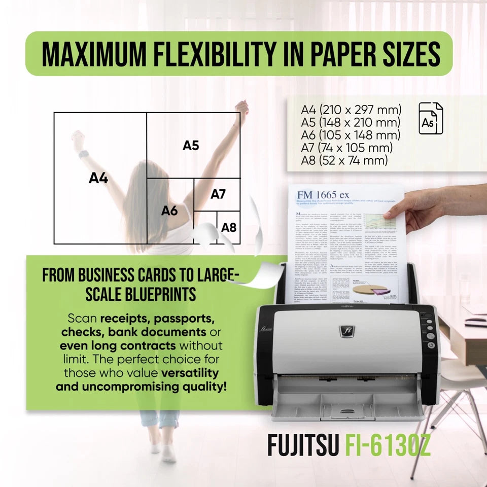 Fujitsu FI-6130Z Duplex Document Color Scanner – Fully Tested w/ Adapter & USB Cord ✅