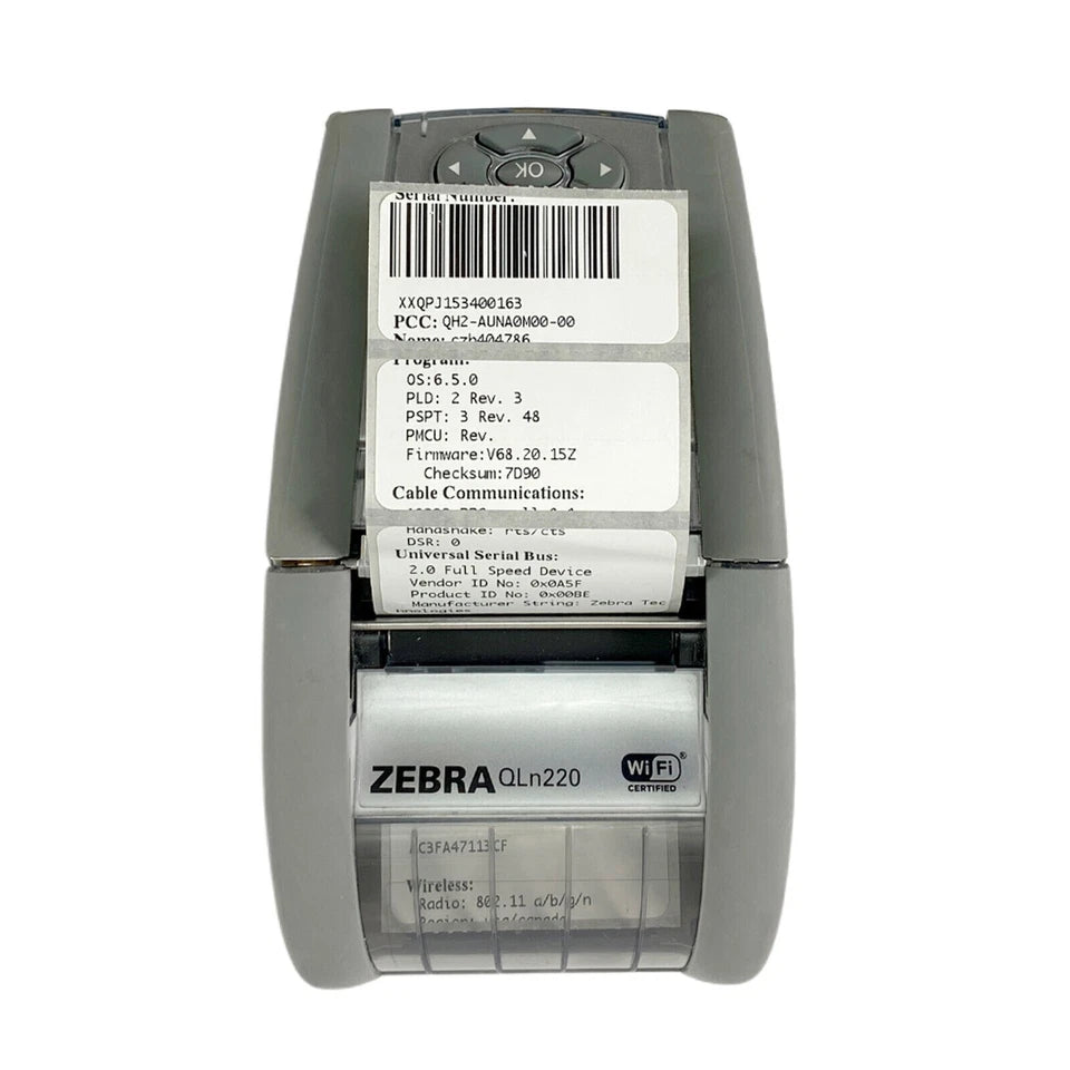 🔥 Zebra QLn220 Professional Mobile Barcode Thermal Printer (Wireless BT + USB) – No Battery • No Adapter