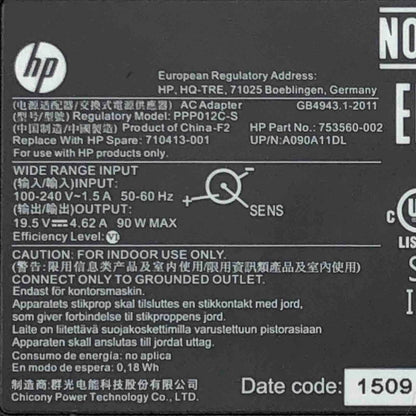 Genuine 90W HP AC Adapter 19.5V 4.62A Model PPP012C-S P/N 710413-001 Charger