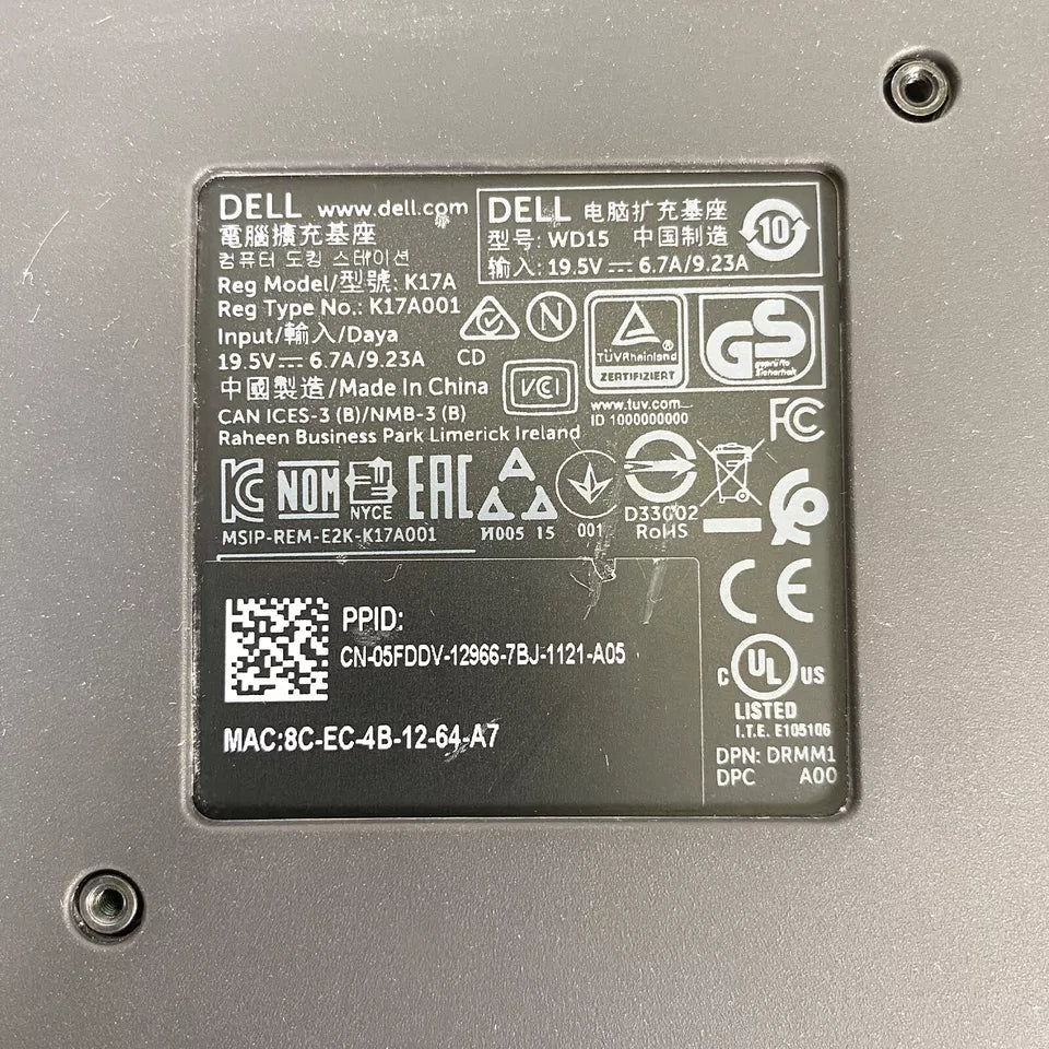 🔥 Genuine Dell WD15 K17A USB-C Docking Station – Business Dock, Dual 4K Display 🖥️⚡