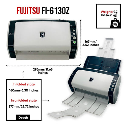 Fujitsu FI-6130Z Duplex Color USB Document Scanner – Legal Paper Size w/ Bundle ✅