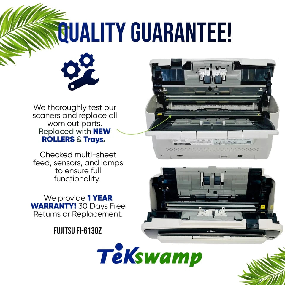 Fujitsu FI-6130Z Duplex Color USB Document Scanner – Legal Paper Size w/ Bundle ✅