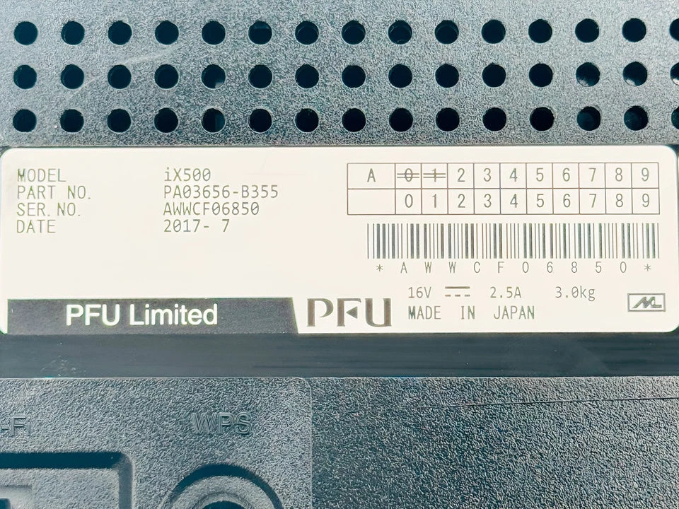 Fujitsu ScanSnap iX500 Color Duplex Pass-Through Wireless Scanner w/P.Supply&USB