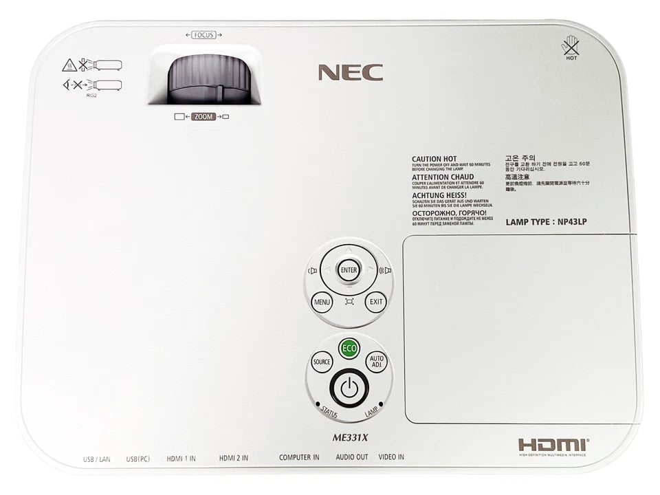 NEC ME331X 3LCD Projector Portable 3300 ANSI Professional 1080p HDMI w/Bundle