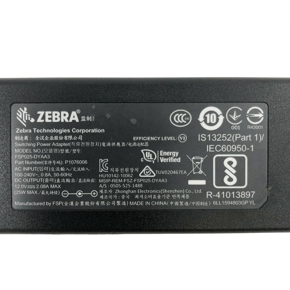 Genuine Zebra FSP025-DYAA3 AC Power Supply 25W For QLn220 QLn320 QLn420 WP.Cord