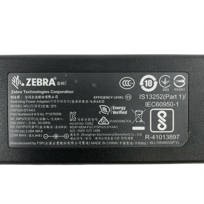 Genuine Zebra FSP025-DYAA3 AC Power Supply 25W For QLn220 QLn320 QLn420 WP.Cord