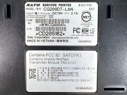 SATO CG208DT-LAN Direct Thermal Barcode & RFID Printer (203 dpi, USB / LAN)
