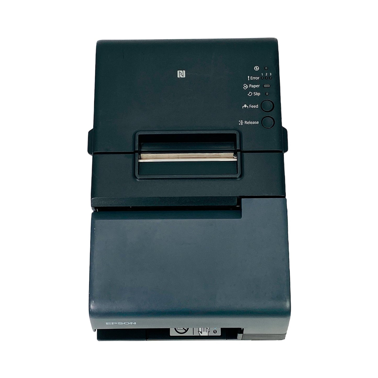 Straight front view of POS receipt printer