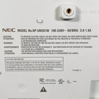 Bottom label with model number serial information and compliance markings