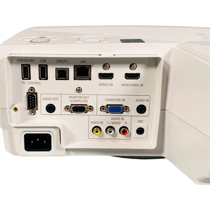 Rear connection panel with HDMI LAN VGA USB and audio ports