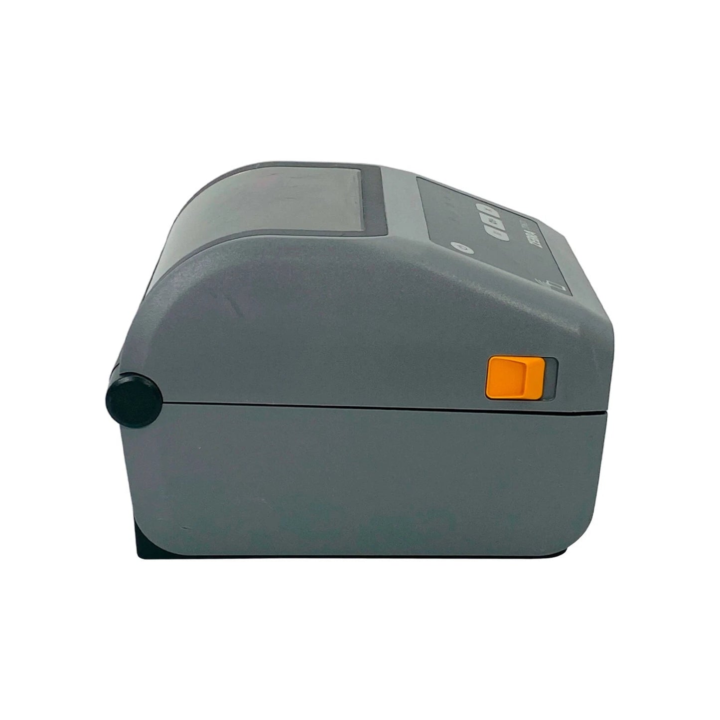 Left side profile of compact desktop label printer