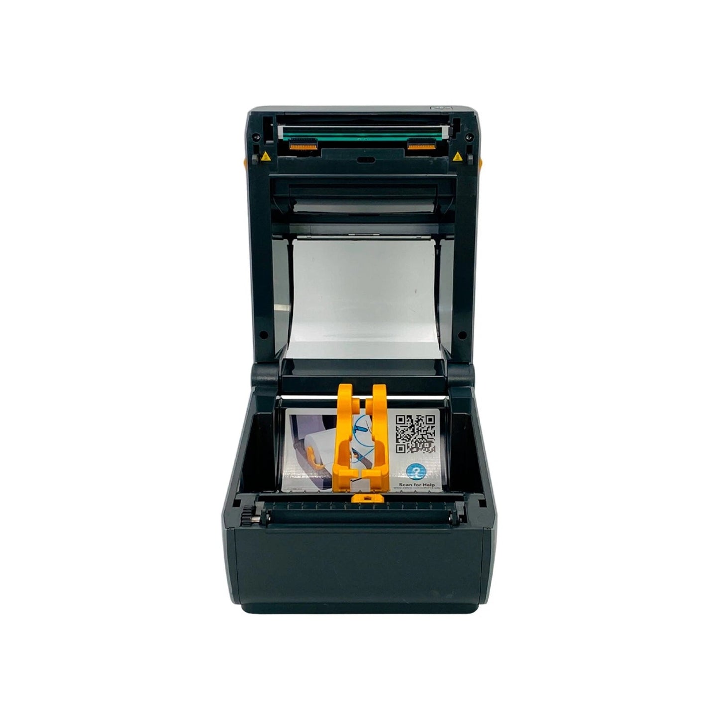 Front view with media compartment open