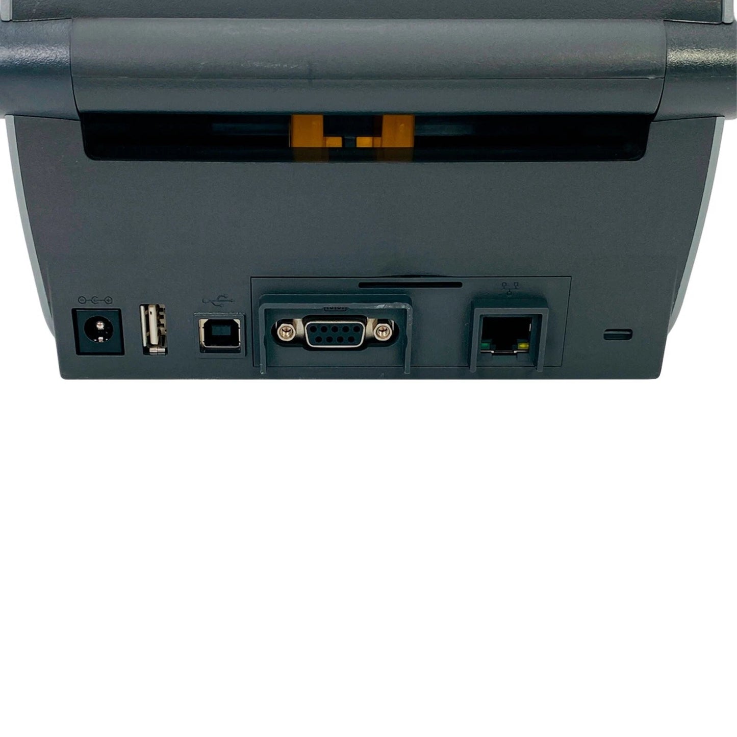 Rear panel with USB Ethernet Serial and power ports