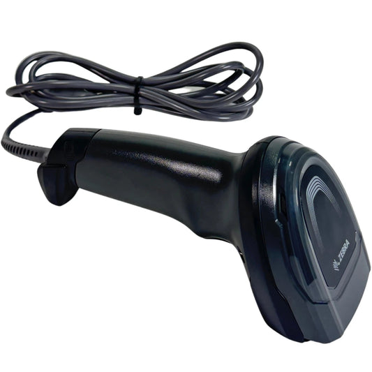 Zebra DS8108-DL00007ZZWW Corded Barcode Scanner 1D 2D Imager with USB cable front angled view