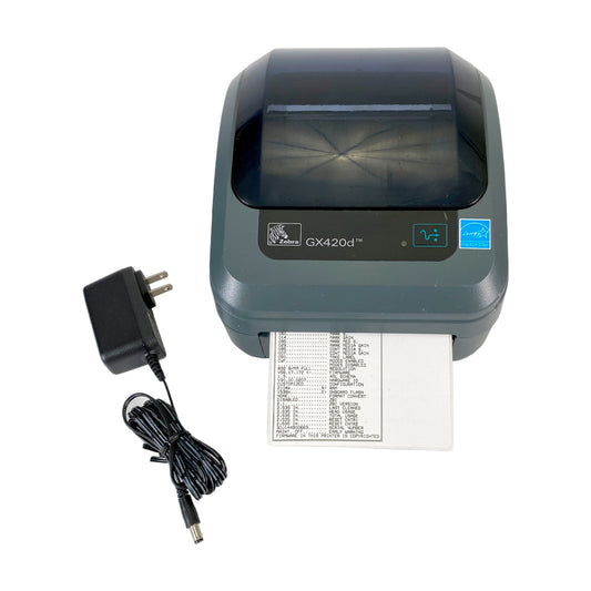 Zebra GX420d GX42-202510-000 Desktop Direct Thermal Barcode Printer – Serial, USB, Parallel, Power Supply