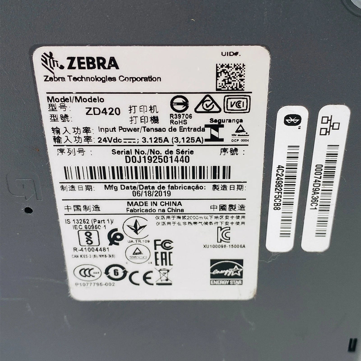 Zebra ZD420 Healthcare 200DPI Thermal Label Printer USB LAN Bluetooth