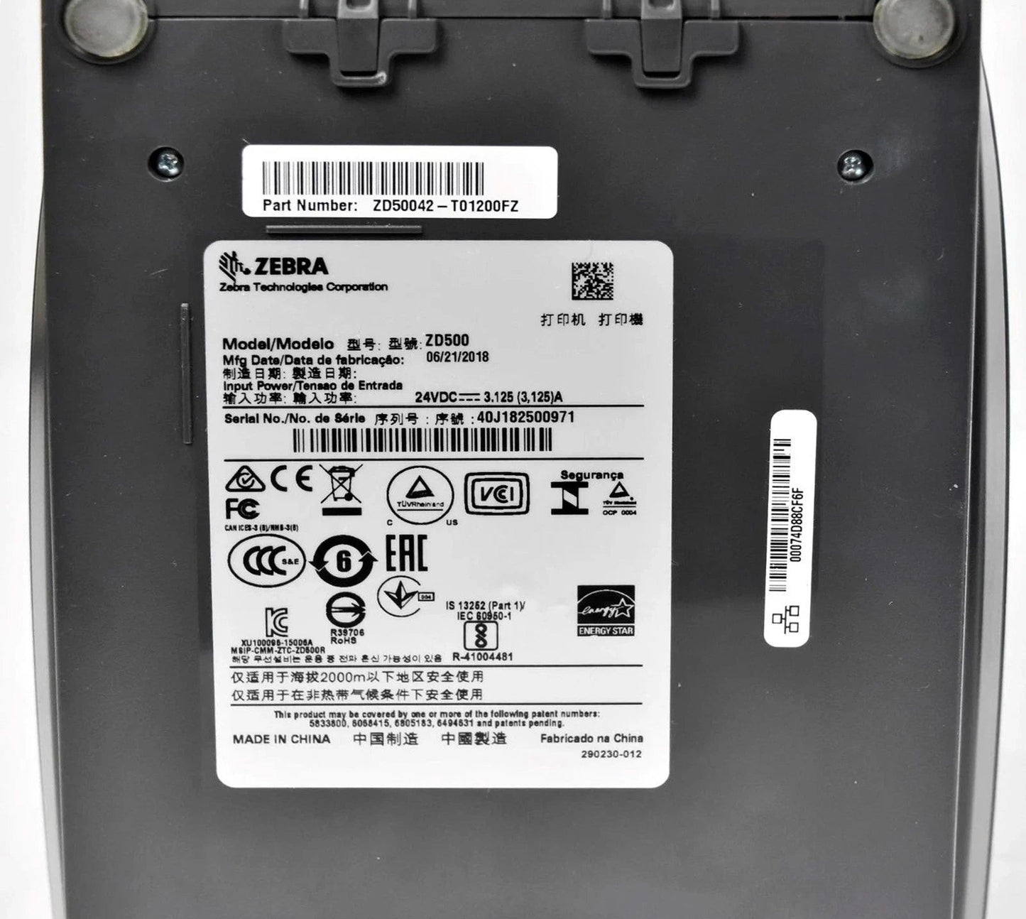 Printer model identification and compliance label