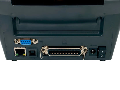 Label printer rear USB Ethernet serial interface connections
