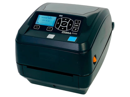 Desktop label printer top angled housing view