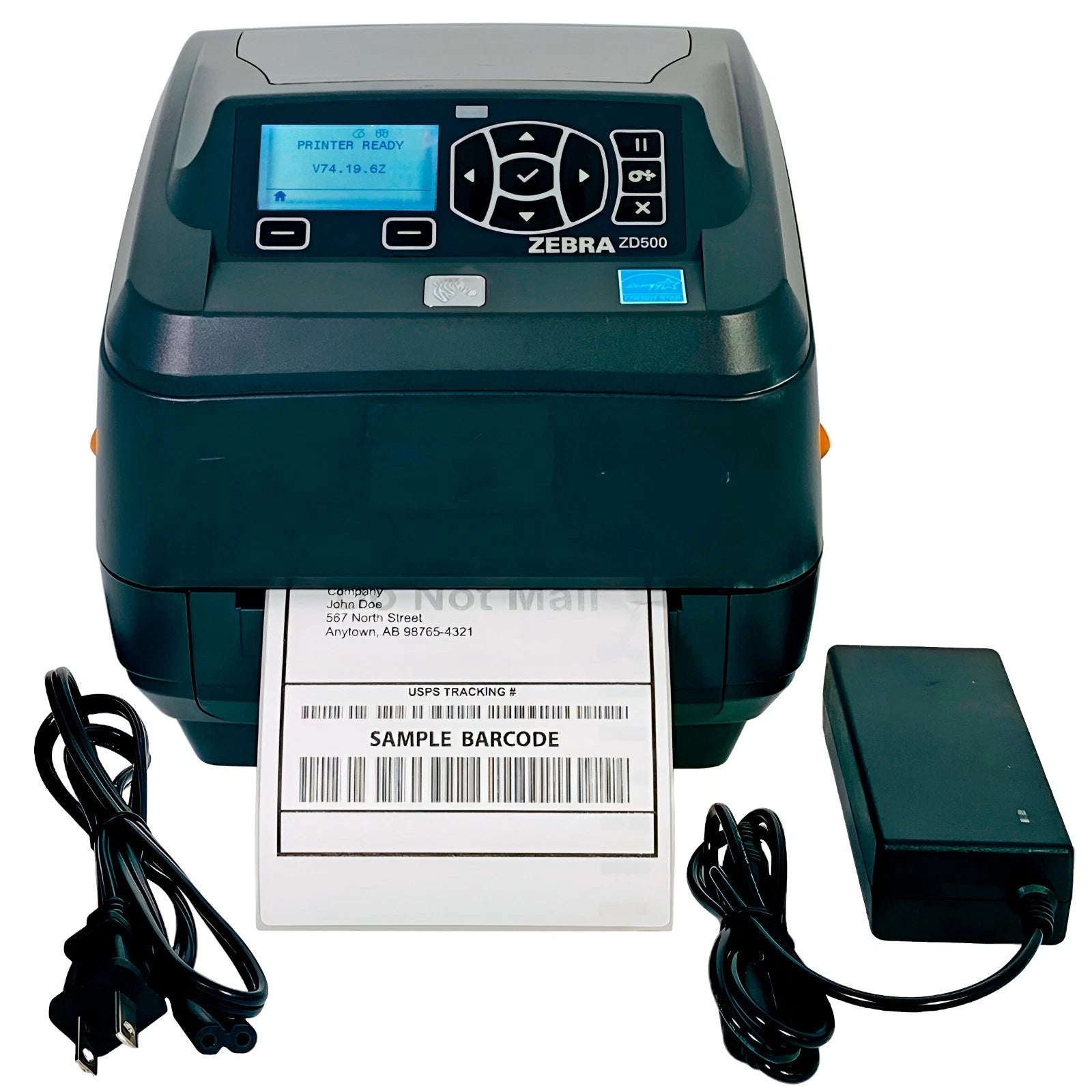 Zebra ZD500 Direct Thermal and Thermal Transfer 203DPI Label Printer USB LAN Bluetooth with power supply and cables