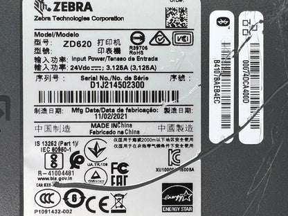 Zebra ZD620 300DPI Thermal Transfer Label Printer LAN USB Bluetooth Dispenser