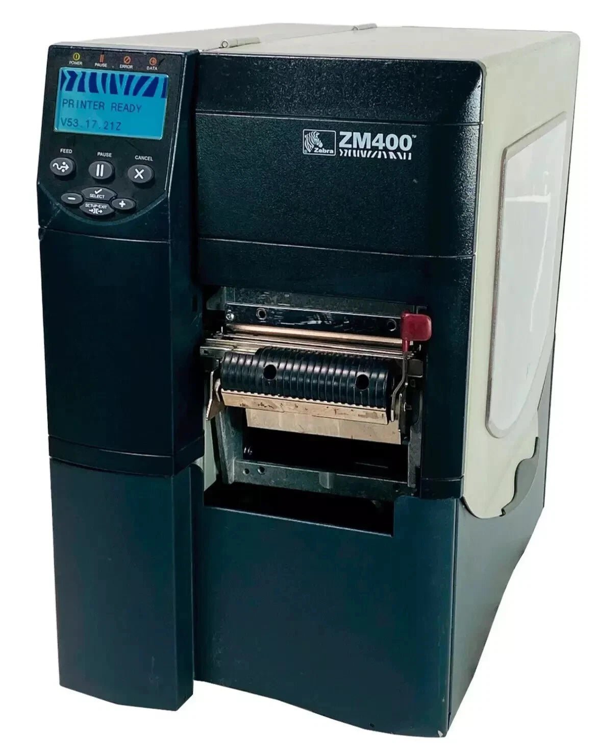 Zebra ZM400 300DPI Thermal Transfer Label Printer | Peeler Rewinder USB Serial
