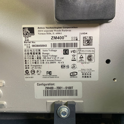 Zebra ZM400 Industrial Thermal Barcode Printer 203 DPI Serial Parallel USB Ethernet