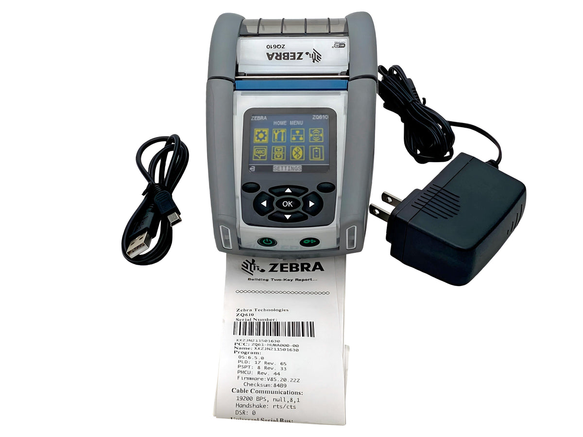 Zebra ZQ610 Mobile Direct Thermal Barcode Printer – Color Display, Wi-Fi, Bluetooth, USB