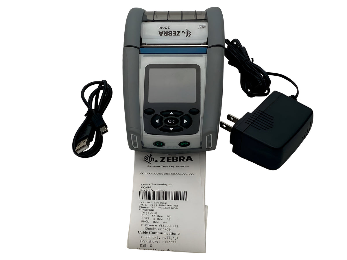 Zebra ZQ610 Mobile Direct Thermal Barcode Printer – Color Display, Wi-Fi, Bluetooth, USB