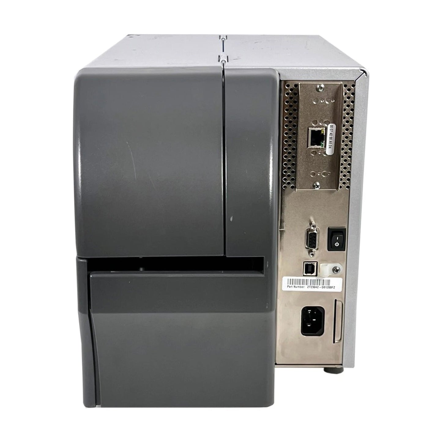 Zebra ZT230 printer rear panel LAN and USB ports