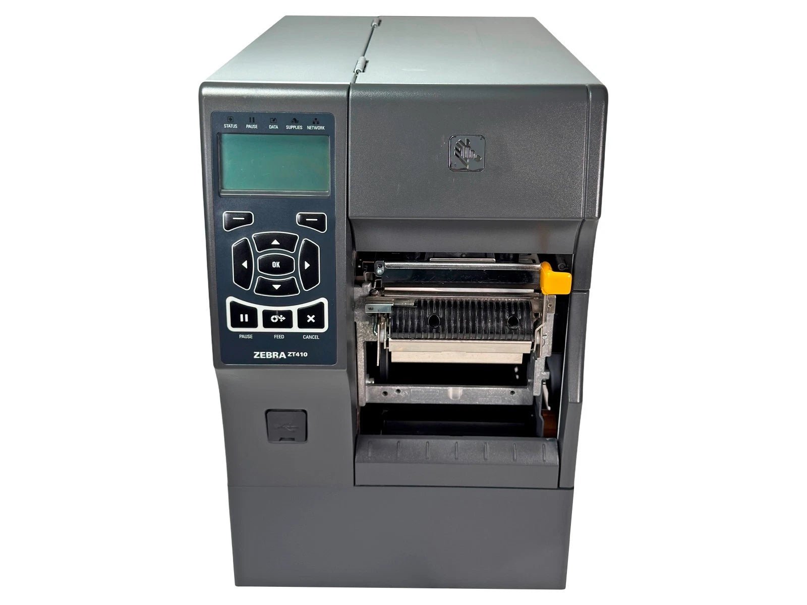 Zebra ZT410 thermal transfer label printer front view