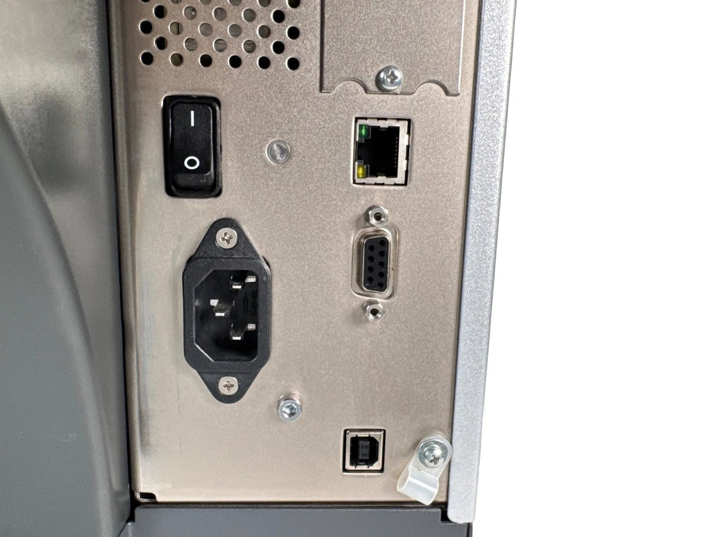 Zebra ZT410 printer rear panel USB LAN Bluetooth ports