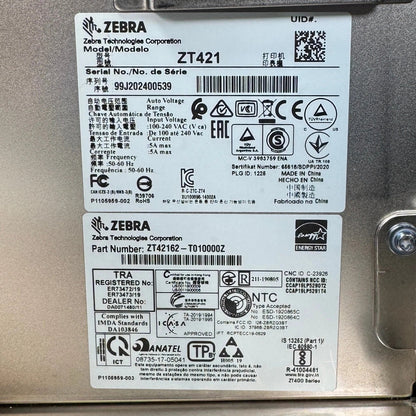 Zebra ZT421 200DPI Thermal Transfer Label Printer LAN USB Bluetooth