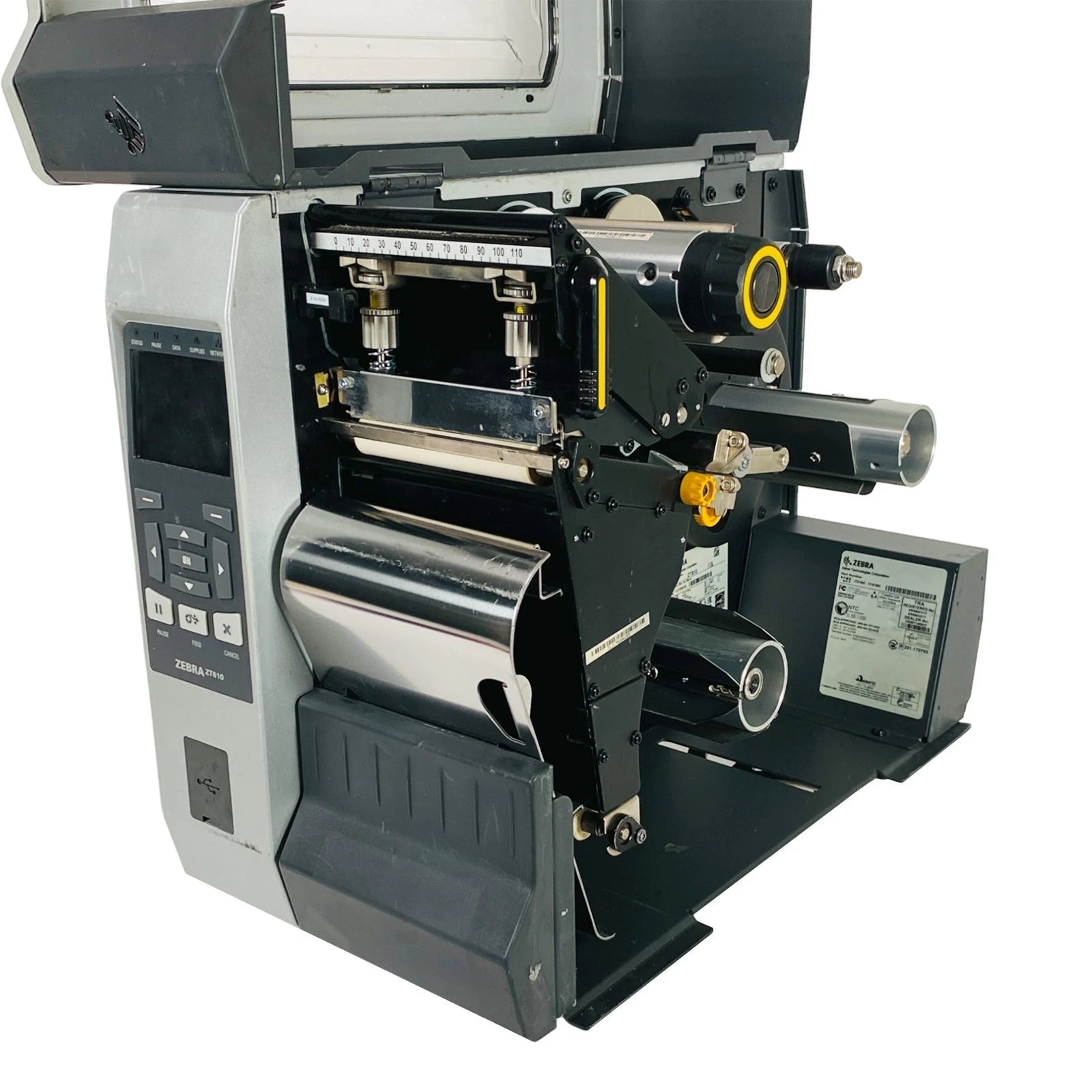 Zebra ZT610 thermal transfer printer internal mechanism view