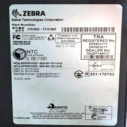Certification label with compliance information and approval markings