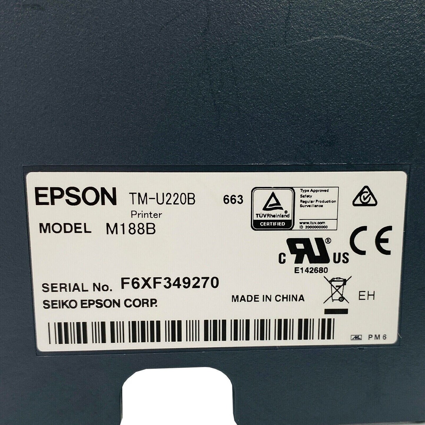 Epson TM-U220B Dot Matrix POS Receipt Kitchen Printer Serial with AC Adapter