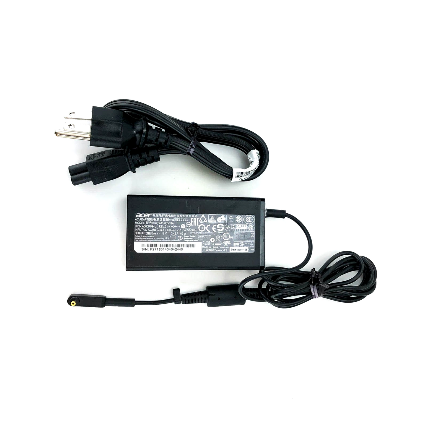 Original 65W Acer AC Adapter Charger 19V 3.42A pin 3.0*1.1 mm w/Cord