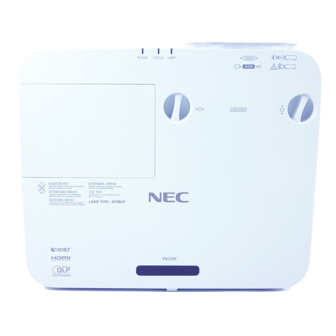 NEC P452W DLP Projector Conference Room Office WXGA 4500 Lumens ANSI Full HD HDMI w/Remote