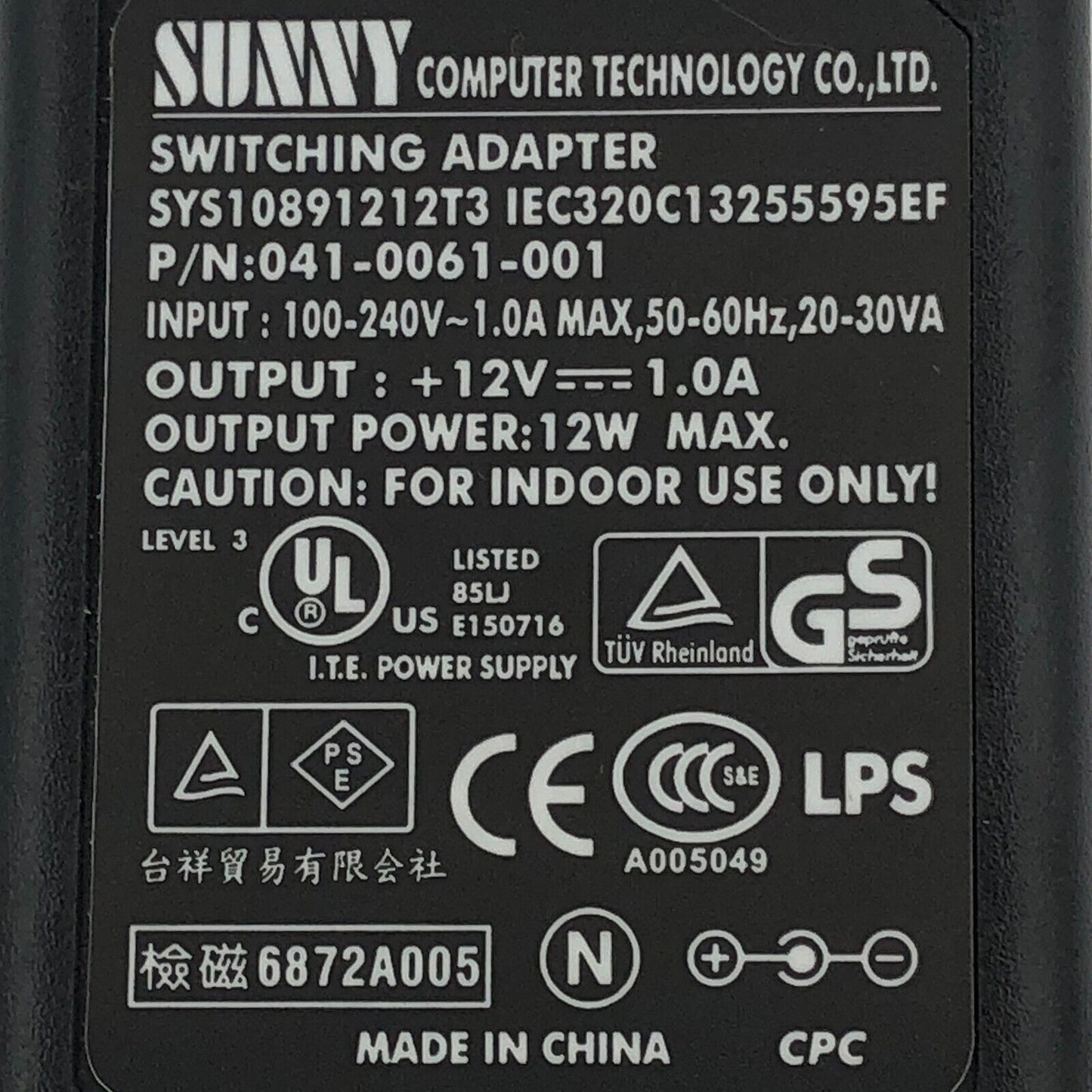 Genuine Sunny 12W AC Adapter 12V 1A Power Supply for TP-Link w/Cord