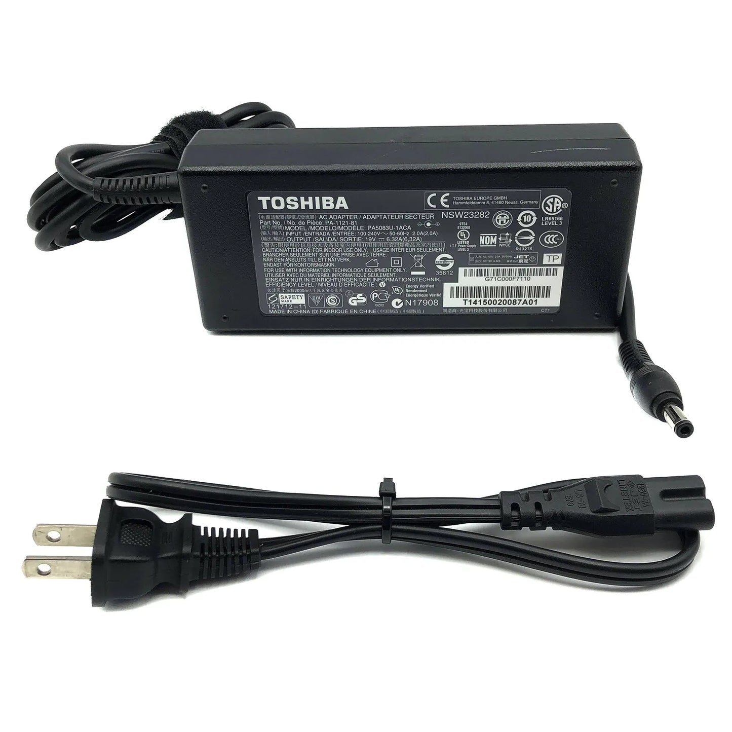 Genuine 120w 19V 6.32A Charger Toshiba Adapter for Laptop w/p.cord